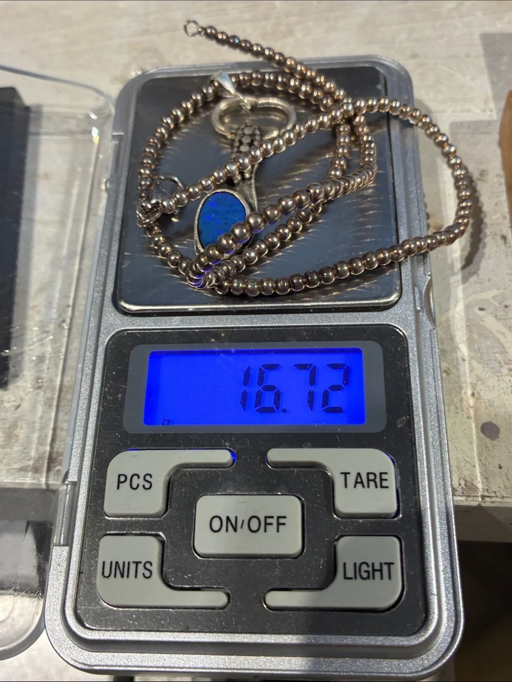 Artisan Made 925 Deep Blue Opal Necklace and 925 Chain 16.72 Grams